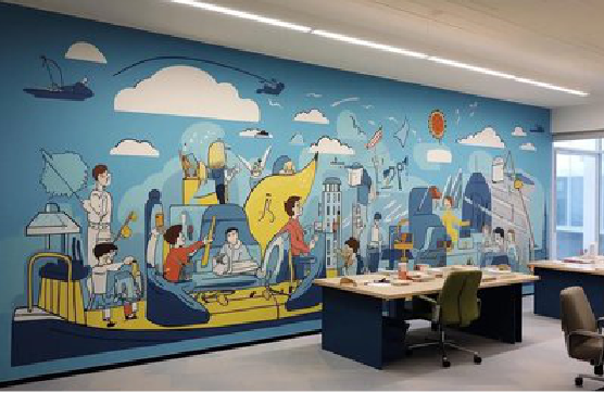 长武办公室墙绘的特点。
