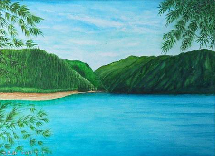 长武在墙绘中,如何绘画绿水青山?